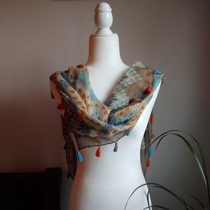 Shawl Wrap Scarf Aztec Indian 37x37